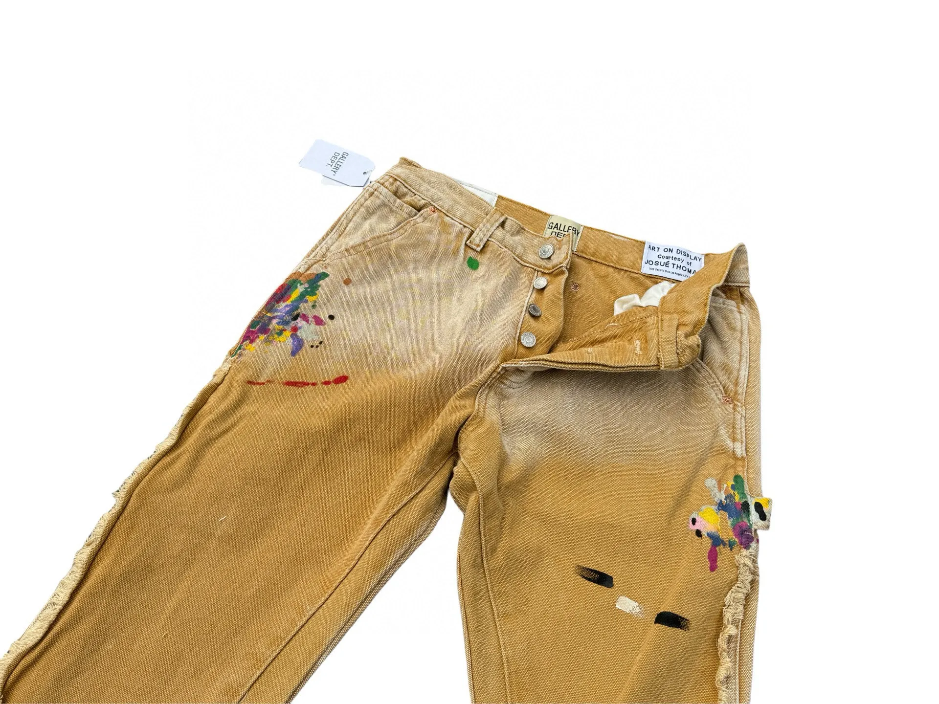 P250💰G91 GALLERY DEPT. Spliced ​​patches, ink-splashed denim bell-bottoms, washed distressed spliced ​​jeans, denim washing factory. During the process, the owner of the washing factory helped introduce a boss who once worked at the Levi OEM factory and then started his own business. This also paved the way for the following styles. Therefore, Levi's remodeled single product for the base plate is really familiar. Whether it is the fabrics supplied or the lathes used in production, there is nothing to choose from. -Color: Black -Size: S-XXL (corresponding to 28-36)